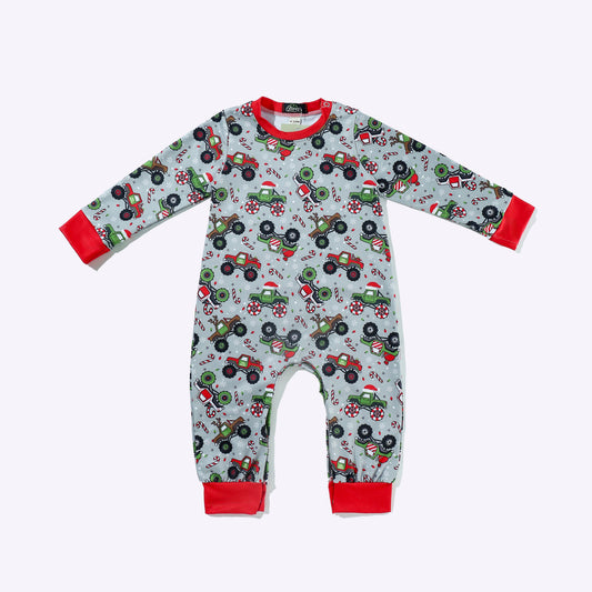 Merry Monster Truck Boy Romper