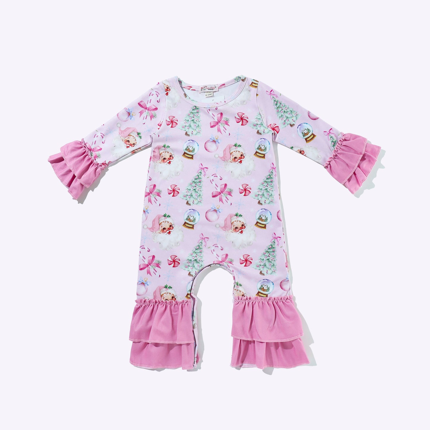 Snowglobe Pink Christmas Baby Romper