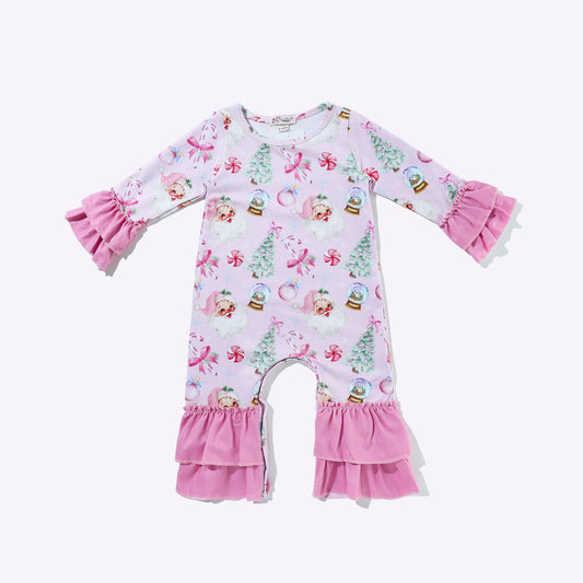 Snowglobe Pink Christmas Baby Romper