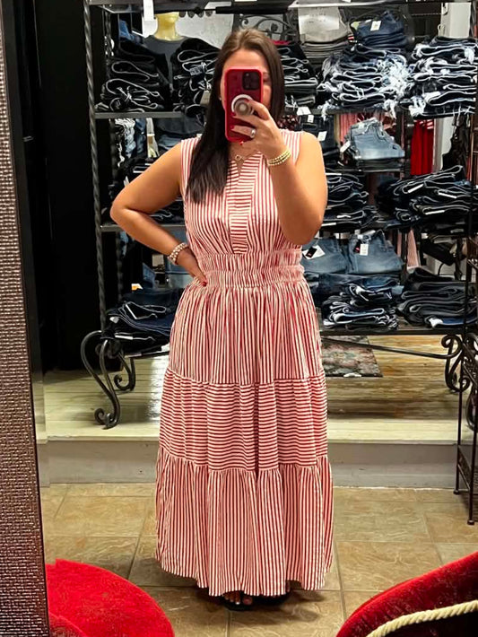 Strawberry Cream Tiered Dress