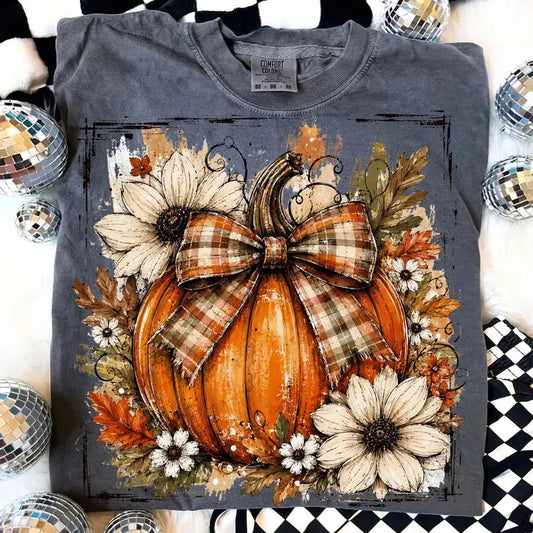 Floral Fall Pumpkin - Bella Canvas