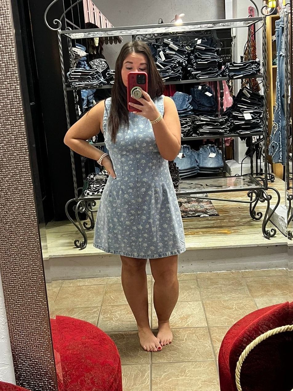 Floral Fade Denim Dress
