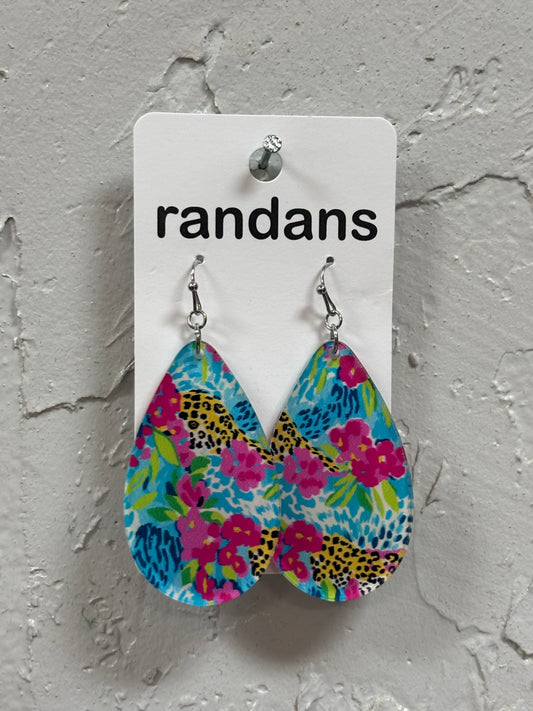 Blue Leopard & Floral Teardrop