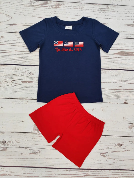 Baby Boy Patriotic Shorts Set