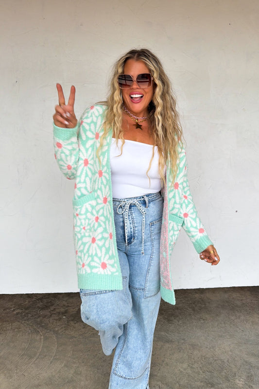 Mint Daisy Cloud Cardigan