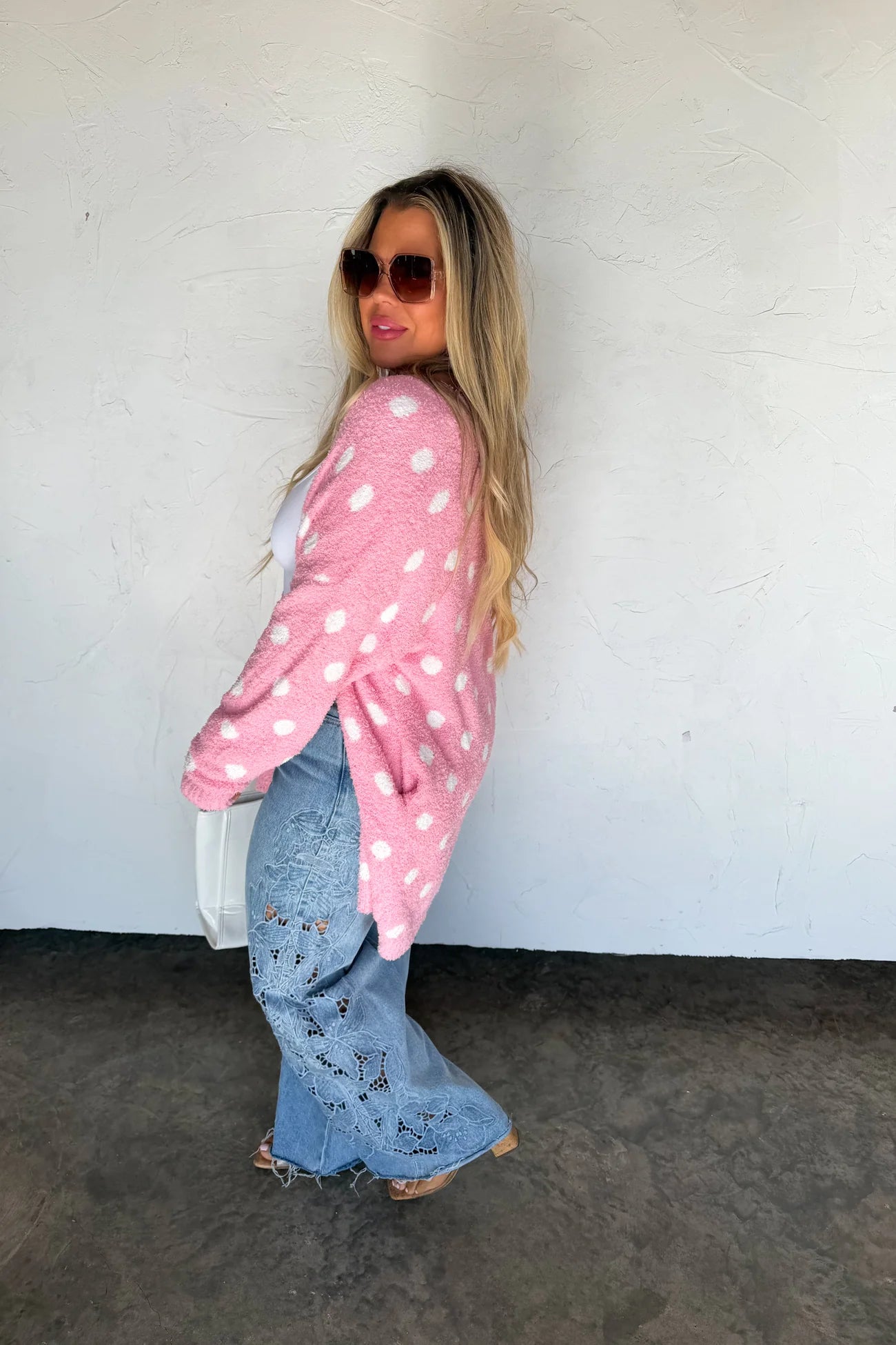 Pink Polka Dot Cloud Cardigan