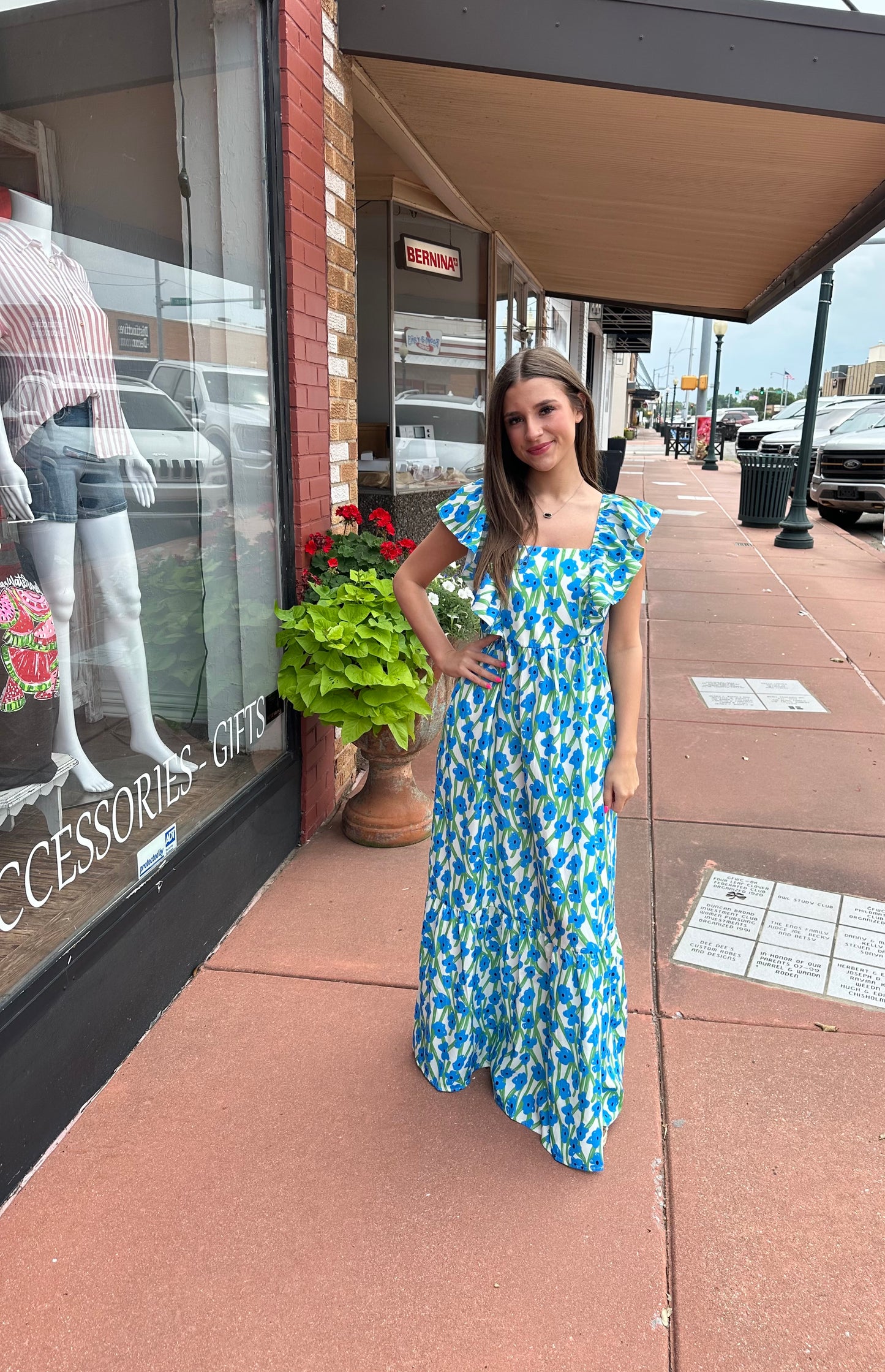 Blue Floral Print Maxi