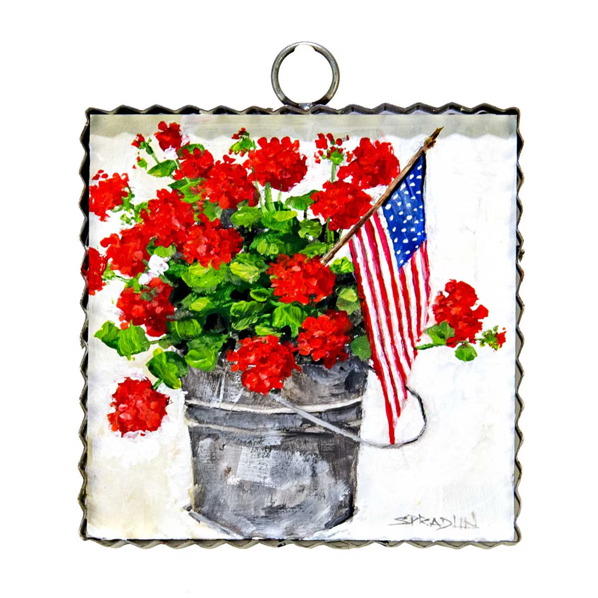 Mini Art Bucket of Geraniums