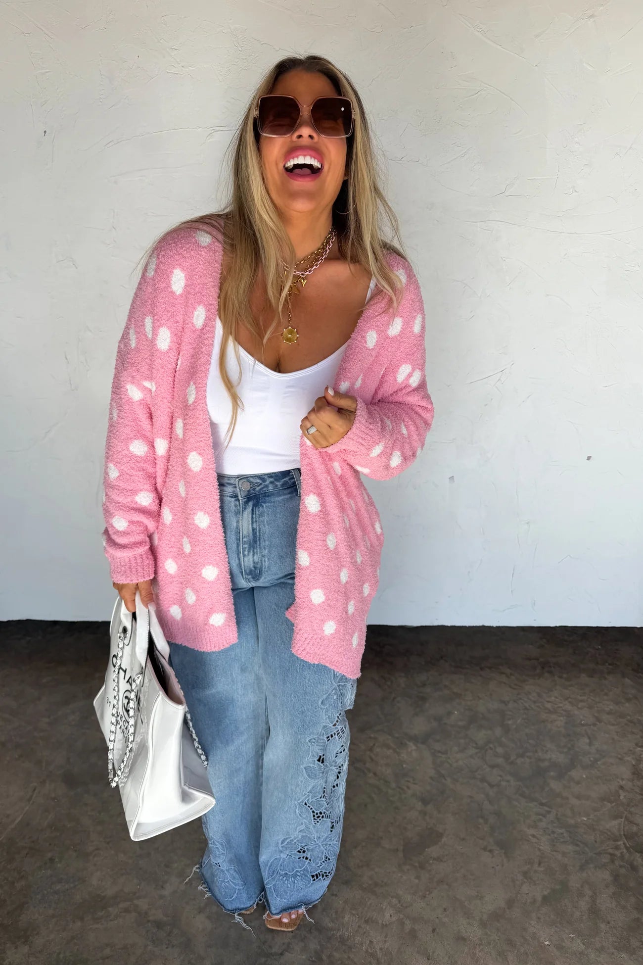 Pink Polka Dot Cloud Cardigan