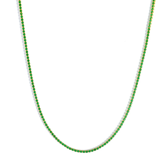 Tennis Choker Gold Green emerald