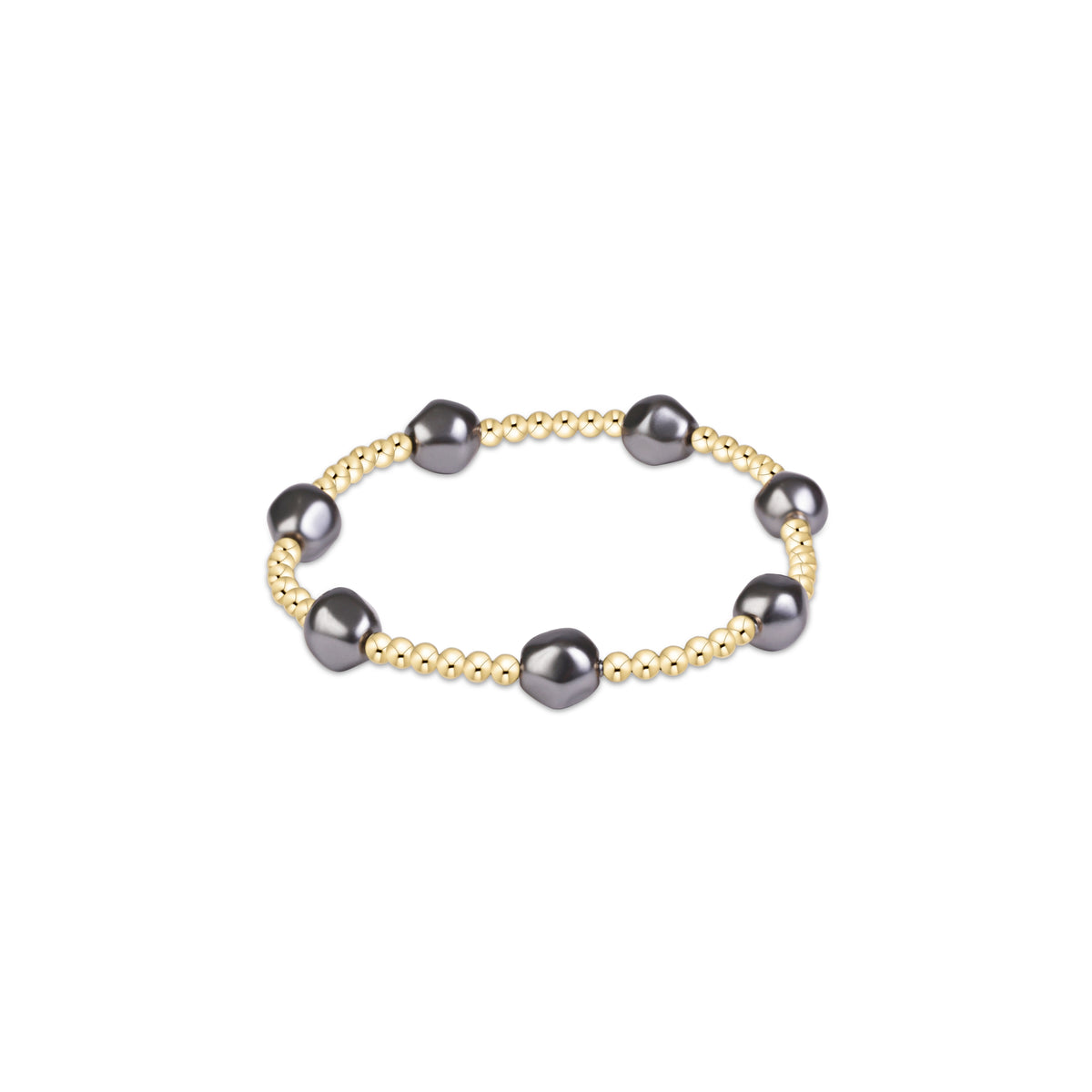 Admire Pearl Dark Grey 3mm Gold Bracelet