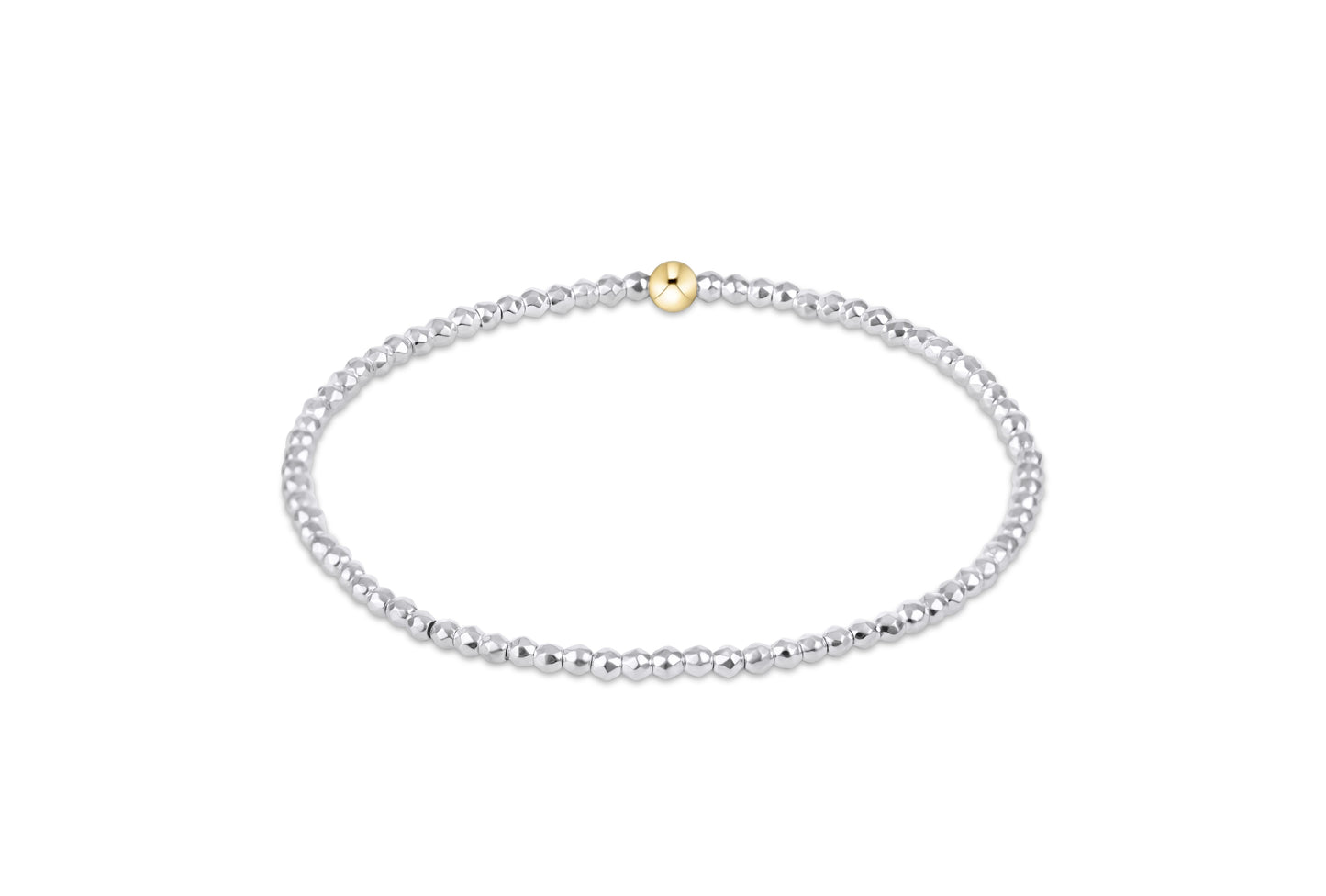 Bright Silver Faceted Hematite 2mm Bead Bracelet