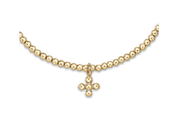 Classic Gold 2mm Bead Bracelet - Classic Beaded Signature Cross Small Gold Charm