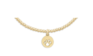 Classic Gold 2mm Bead Bracelet - Paw Print Small G