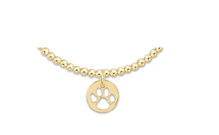 Classic Gold 3mm Bead Bracelet - Paw Print Gold Di