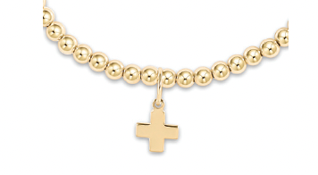 Classic Gold 3mm Bead Bracelet - Signature Cross Charm