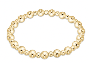 Classic Grateful Pattern 6mm Bead Bracelet - Gold