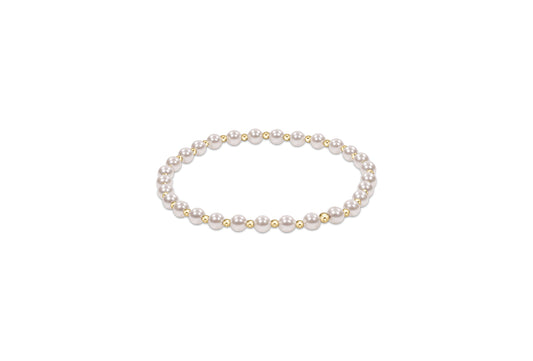 Classic Grateful Pattern 4mm Bead Bracelet - Pearl.