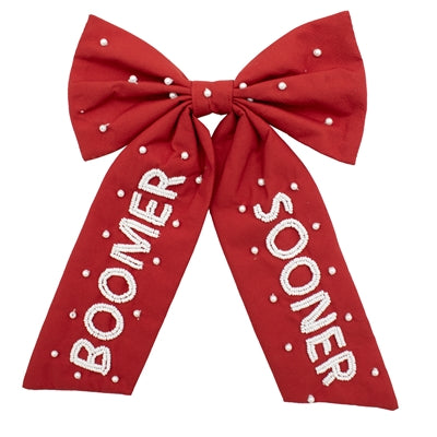 Beaded Hair Bow - University of Oklahoma