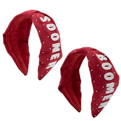 Collegiate Beaded Headband with Top Knot - University of Oklahoma
