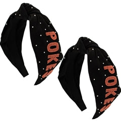 Collegiate Beaded Headband with Top Knot - Oklahoma State University