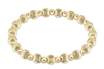Dignity Grateful Pattern 6mm Bead Bracelet - Gold