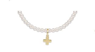 Extends Classic Pearl 3mm Bracelet - Signature Cross Gold Charm