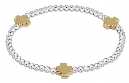 enewton Extends - Signature Cross Sterling Mixed Metal Pattern 3mm Bead Bracelet - Gold