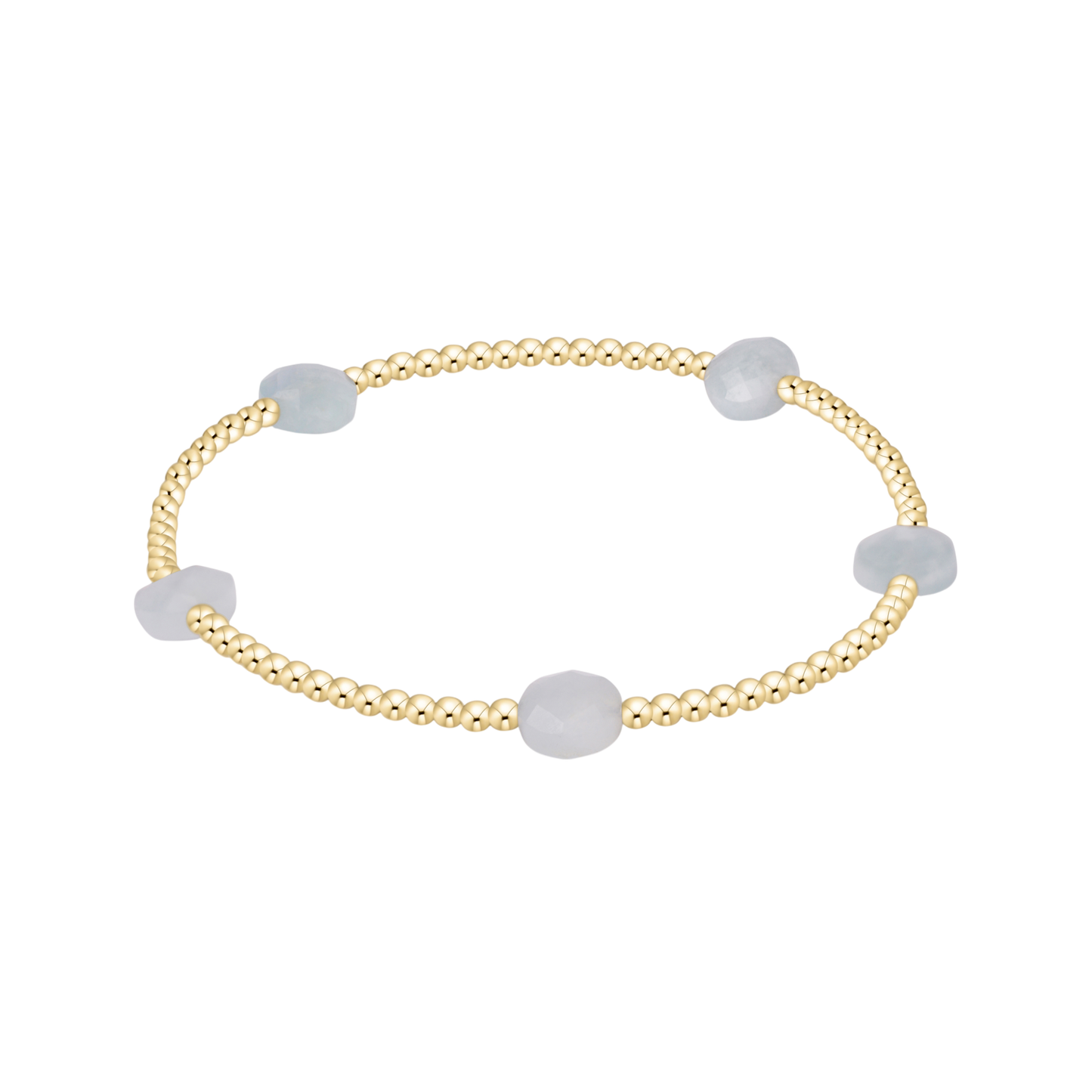 Admire Small Gem 2mm Gold Bracelet - Aquamarine