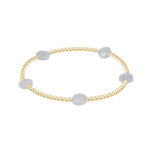 Admire Small Gem 2mm Gold Bracelet - Aquamarine