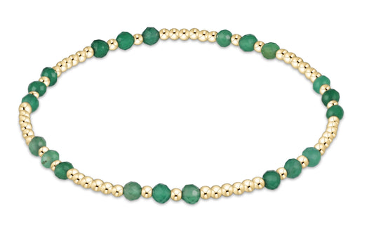Gemstone Gold Joy Pattern 3mm Bead Bracelet - Green