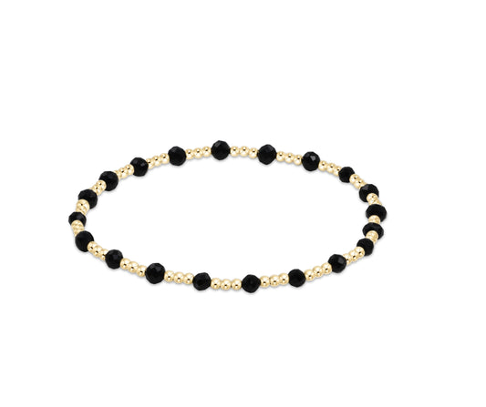 Gemstone Gold Sincerity Pattern 3mm Bead Bracelet - Faceted Onyx