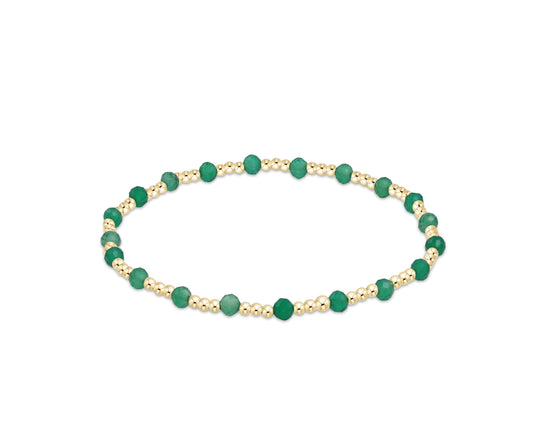 Gemstone Gold Sincerity Pattern 3mm Bead Bracelet - Green Onyx