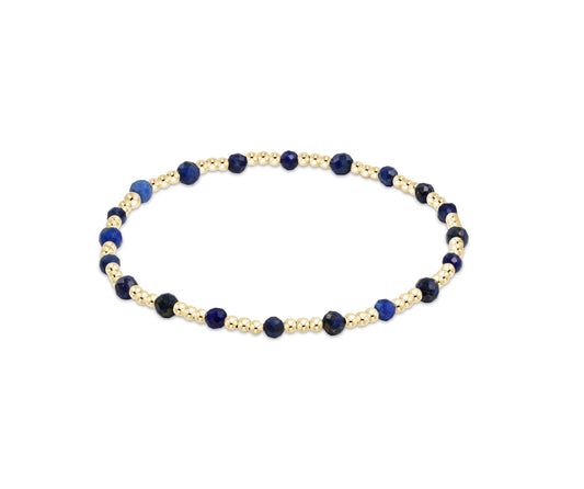 Gemstone Gold Sincerity Pattern 3mm Bead Bracelet - Lapis