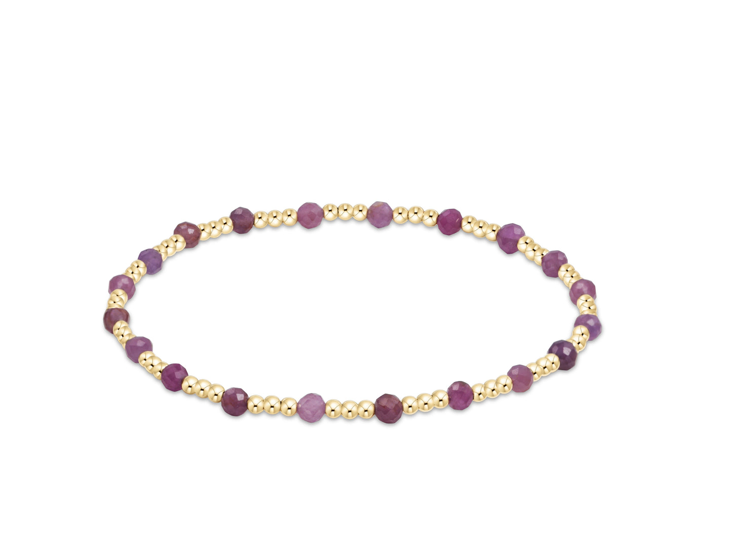 Gemstone Gold Sincerity Pattern 3mm Bead Bracelet - Ruby