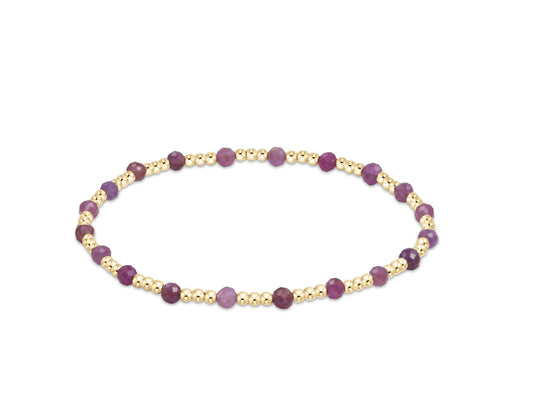 Gemstone Gold Sincerity Pattern 3mm Bead Bracelet - Ruby