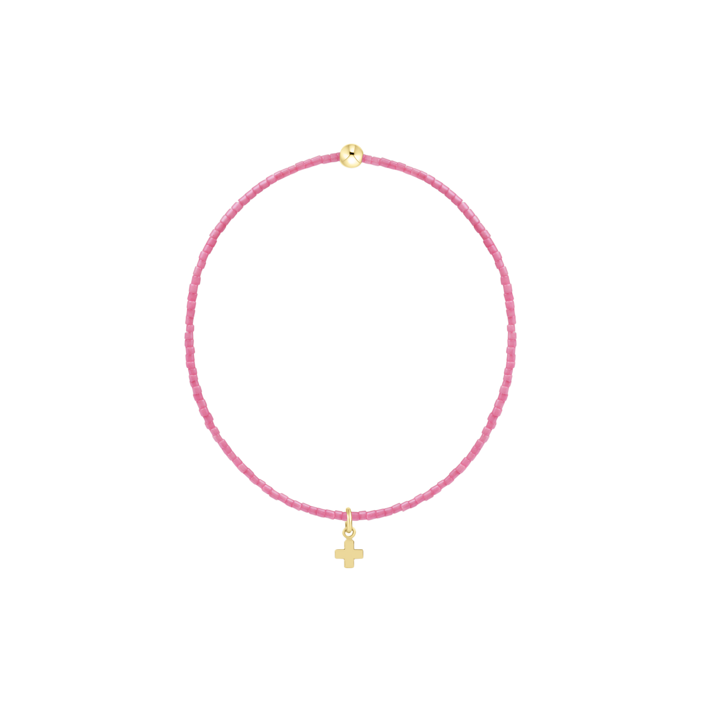 Hope Classic Bubblegum Bracelet - Signature Cross Small Gold Charm