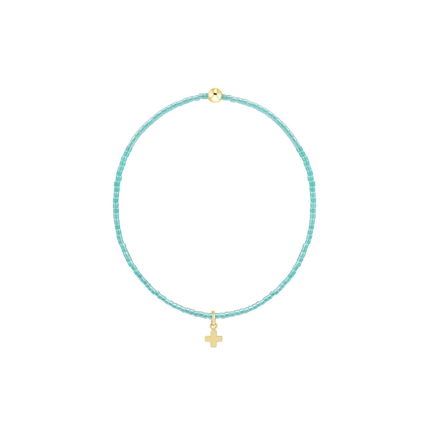 Hope Classic Sea Glass Bracelet - Signature Cross Small Gold Charm