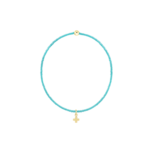 Hope Classic Turquoise Bracelet - Signature Cross Small Gold Charm