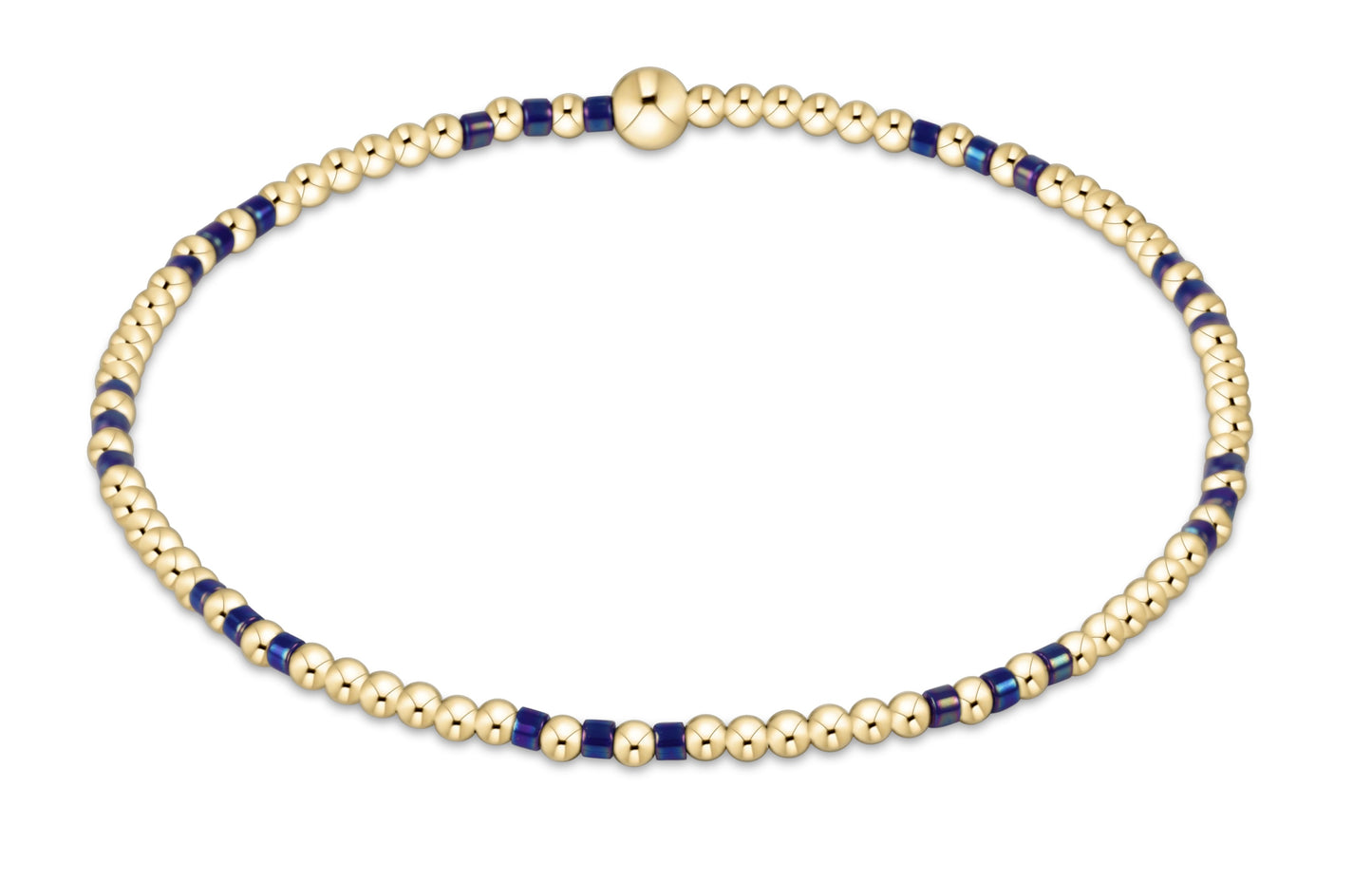 Hope Joy Pattern 2mm Bead Bracelet - Blue Metallic