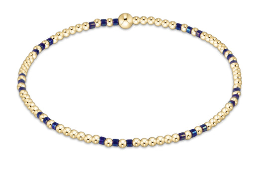 Hope Joy Pattern 2mm Bead Bracelet - Blue Metallic