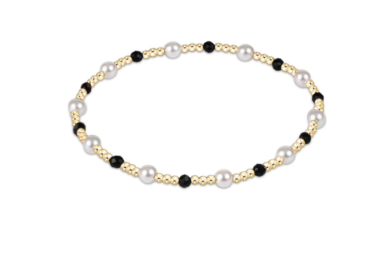 Pearl Sincerity Pattern 4mm Bead Bracelet - Faceted Onyx
