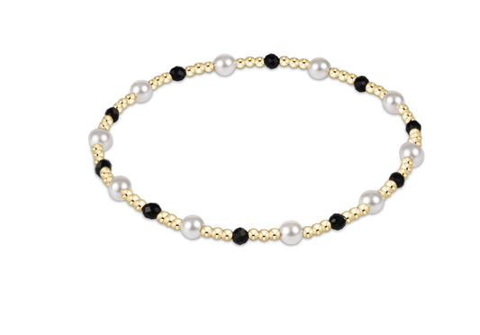 Pearl Sincerity Pattern 4mm Bead Bracelet - Faceted Onyx
