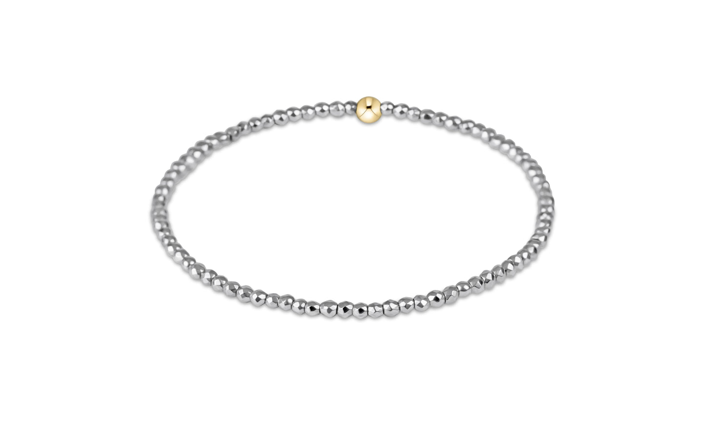Silver Faceted Hematite 2mm Bead Bracelet