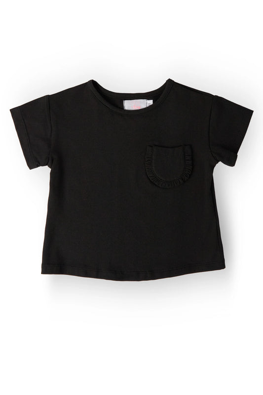Black Ruffle Pocket Tee