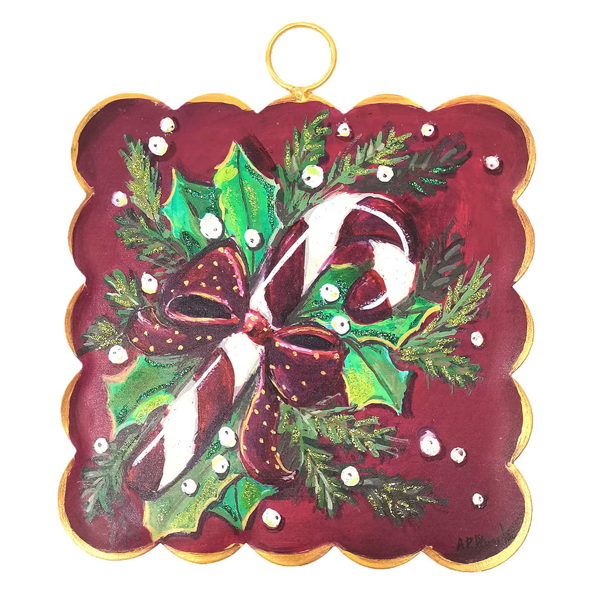 Mini Art Scallop Burgundy Candy Cane