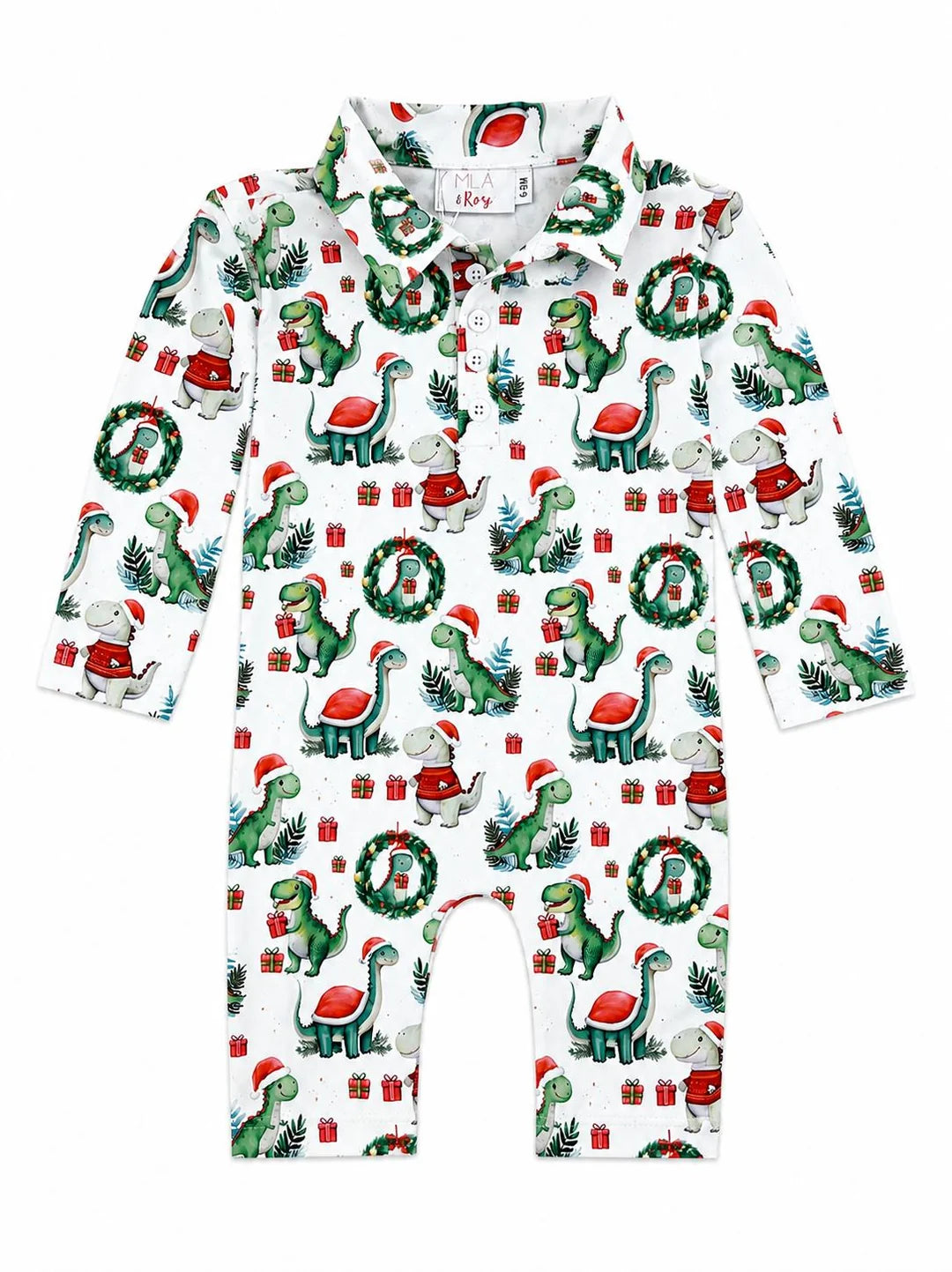 Santa Saurus L/S Polo One-Piece