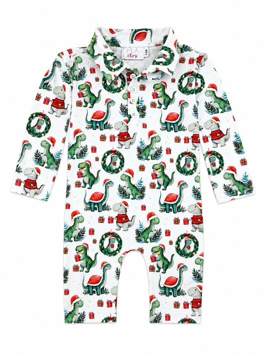 Santa Saurus L/S Polo One-Piece