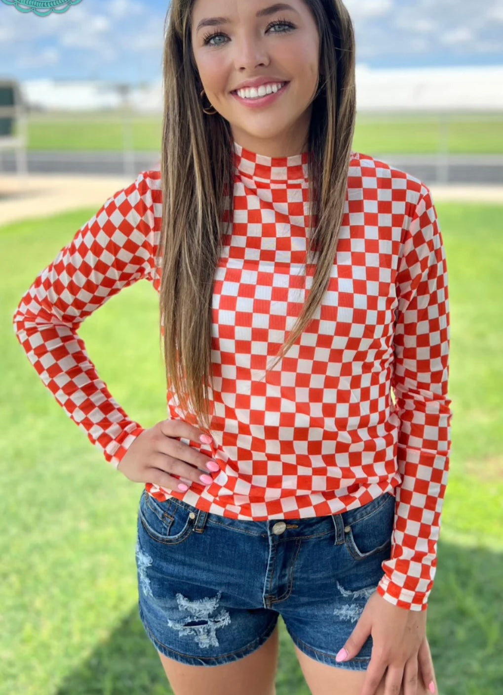 Checkered Mesh Top