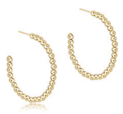 Beaded Classic 1.25" Post Hoop - 3mm Gold
